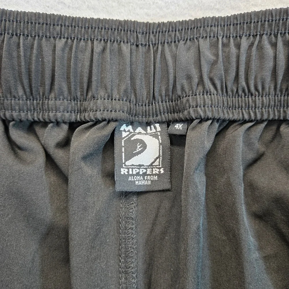 Maui Rippers Mens Black Board Shorts Swim Trunks Cargo Pocket Size 4X Stretch